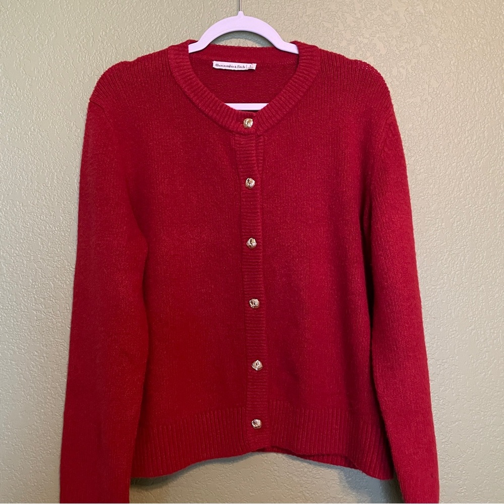Abercrombie & Fitch Rust Red Cardigan Sweater Large - Picture 11 of 11